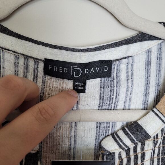 NEW Fred David Striped Sleeveless Top Camisole Front Tie Smocked Casual Large - Picture 8 of 10